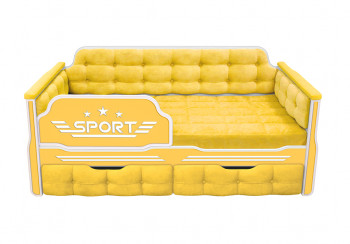 Кровать 180 серии Спорт 2 ящика 74 Жёлтый (мягкие боковые накладки) в Быструхе - bystruha.mebel54.com | фото