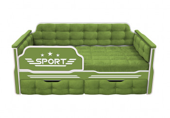 Кровать 180 серии Спорт 2 ящика 76 Зелёный (мягкие боковые накладки) в Быструхе - bystruha.mebel54.com | фото