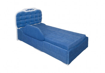 Кровать 190 Атлет Lux 29 Синий (мягкий бортик) в Быструхе - bystruha.mebel54.com | фото
