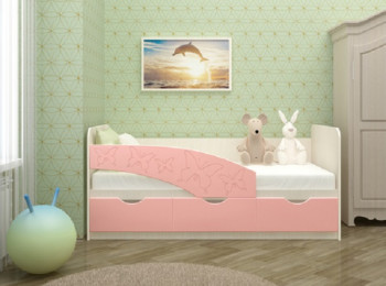 Кровать Бабочки 2,0м (Розовый металлик) в Быструхе - bystruha.mebel54.com | фото
