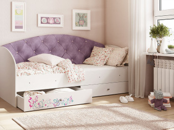 Кровать детская Эльза Белый/Фиолетовый в Быструхе - bystruha.mebel54.com | фото