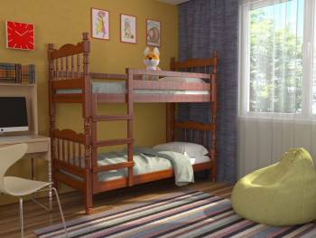 Кровать двухъярусная Соня из массива сосны 800*1890 Орех в Быструхе - bystruha.mebel54.com | фото