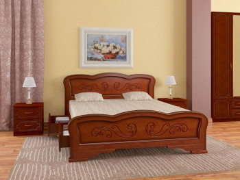 Кровать Карина-8 с ящиками из массива сосны 1600*2000 Орех в Быструхе - bystruha.mebel54.com | фото