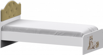 Кровать Каспер с мягкой спинкой и фотопечатью (800х1900)  Белый/Ваниль в Быструхе - bystruha.mebel54.com | фото