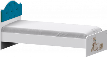 Кровать Каспер с мягкой спинкой и фотопечатью (900х1900)  Белый/Бирюза в Быструхе - bystruha.mebel54.com | фото