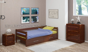 Кровать одинарная ГЛОРИЯ из массива сосны  900*2000 (Орех) в Быструхе - bystruha.mebel54.com | фото