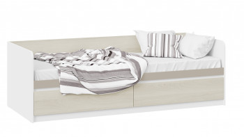 Кровать «Сканди» с 2 ящиками Дуб Гарден/Белый/Глиняный серый в Быструхе - bystruha.mebel54.com | фото