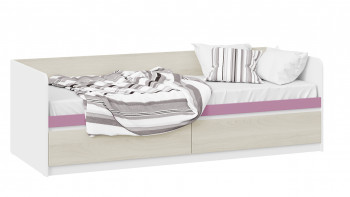 Кровать «Сканди» с 2 ящиками Дуб Гарден/Белый/Лиловый в Быструхе - bystruha.mebel54.com | фото