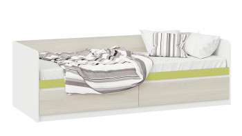Кровать «Сканди» с 2 ящиками Дуб Гарден/Белый/Зеленый в Быструхе - bystruha.mebel54.com | фото
