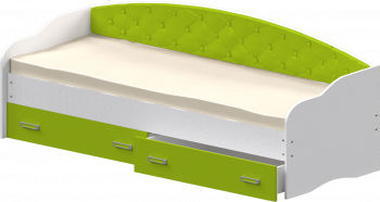 Кровать Софа-7 с мягкой спинкой (800х1900) Белый/Лайм в Быструхе - bystruha.mebel54.com | фото