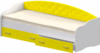 Кровать Софа-8 с мягкой спинкой (900х2000) Белый/Желтый в Быструхе - bystruha.mebel54.com | фото