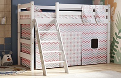 Кровать Соня вариант 6 полувысокая с наклонной лестницей Белый полупрозрачный в Быструхе - bystruha.mebel54.com | фото