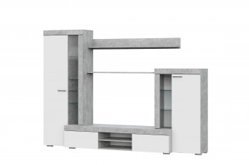 Мебель для гостиной МГС 5 Цемент светлый / Белый в Быструхе - bystruha.mebel54.com | фото