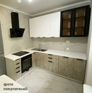Модульная кухня Норд 1,6 м (Софт даймонд/Камень беж/Белый) в Быструхе - bystruha.mebel54.com | фото