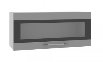 Норд ШВГС 800 Шкаф верхний горизонтальный со стеклом (Софт черный/корпус Белый) в Быструхе - bystruha.mebel54.com | фото