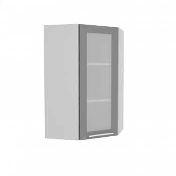 Норд ШВУС 600Н Шкаф верхний угловой (премьер) высокий (Софт черный/корпус Белый) в Быструхе - bystruha.mebel54.com | фото
