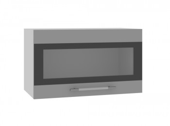 Ройс ПГСФ 600 Шкаф верхний горизонтальный со стеклом с фотопечатью (Графит софт/корпус Серый) в Быструхе - bystruha.mebel54.com | фото