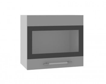Ройс ВПГСФ 500 Шкаф верхний горизонтальный со стеклом с фотопечатью высокий (Графит софт/корпус Серый) в Быструхе - bystruha.mebel54.com | фото