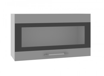 Ройс ВПГСФ 800 Шкаф верхний горизонтальный со стеклом с фотопечатью высокий (Графит софт/корпус Серый) в Быструхе - bystruha.mebel54.com | фото