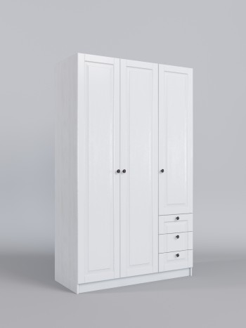 Шкаф 3-х створчатый с ящиками Классика (Белый/корпус Выбеленное дерево) в Быструхе - bystruha.mebel54.com | фото