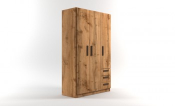 Шкаф 3-х створчатый с ящиками Шервуд (Дуб Вотан) в Быструхе - bystruha.mebel54.com | фото