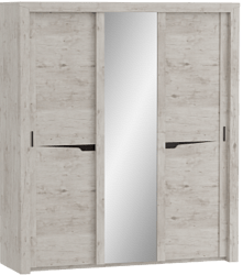 Шкаф трехдверный Соренто с раздвижными дверями Дуб бонифаций/Кофе структурный матовый в Быструхе - bystruha.mebel54.com | фото