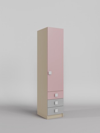 Шкаф угловой (секция с ящиками) Грэйси (Розовый/Серый/корпус Клен) в Быструхе - bystruha.mebel54.com | фото